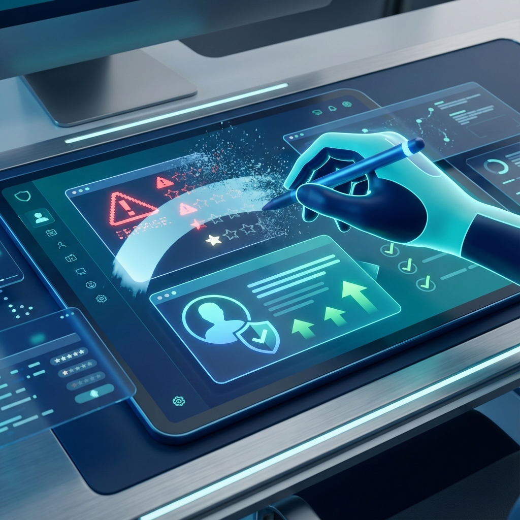 Concetto di pulizia della reputazione digitale