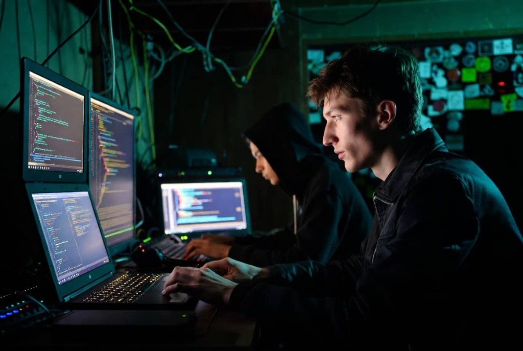 Professional ethical hackers working on cybersecurity testing